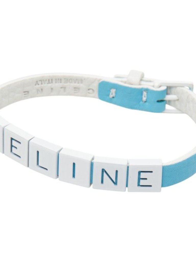 Celine Logo Blue White Leather Bracelet